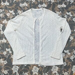 White Lace Cardigan Button Front